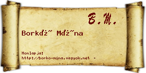 Borkó Mína névjegykártya